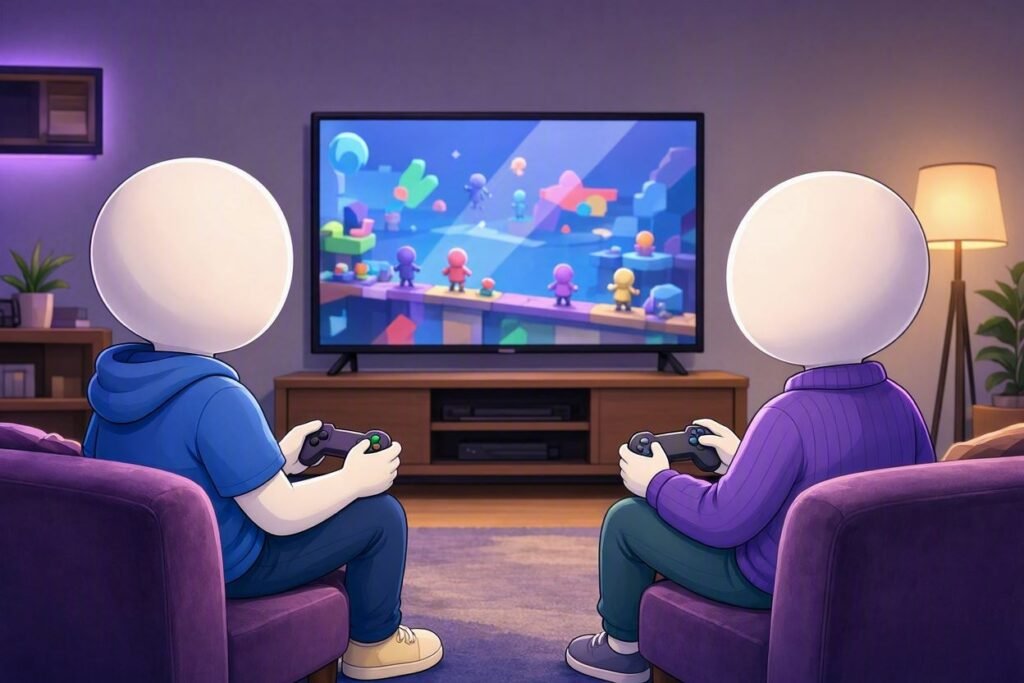 Two players enjoying a two-player co-op game together
