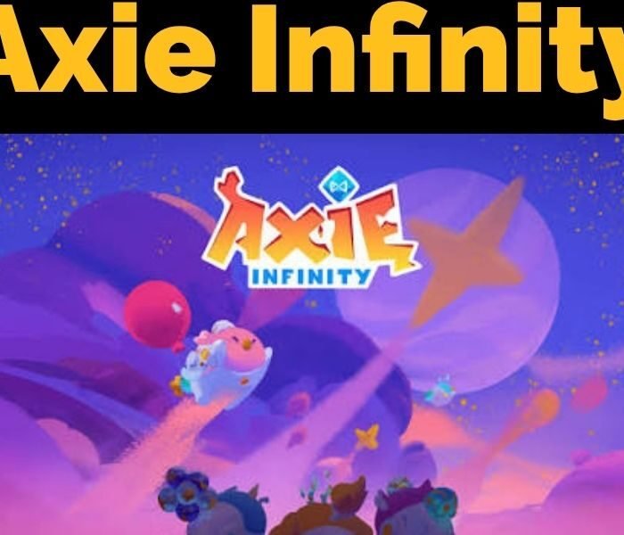 Axie Infinity artwork featuring the game logo and colourful fantasy scene