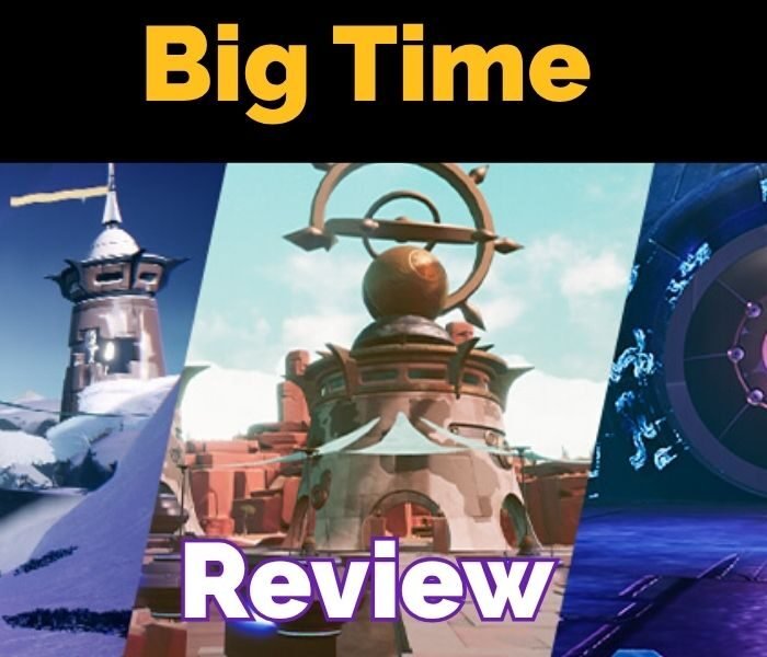 Big Time review showing three distinct environments from the multiplayer action RPG