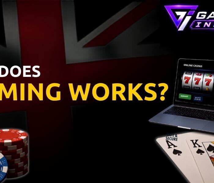 Online casino laptop with RTP chips and playing cards illustrating how iGaming works