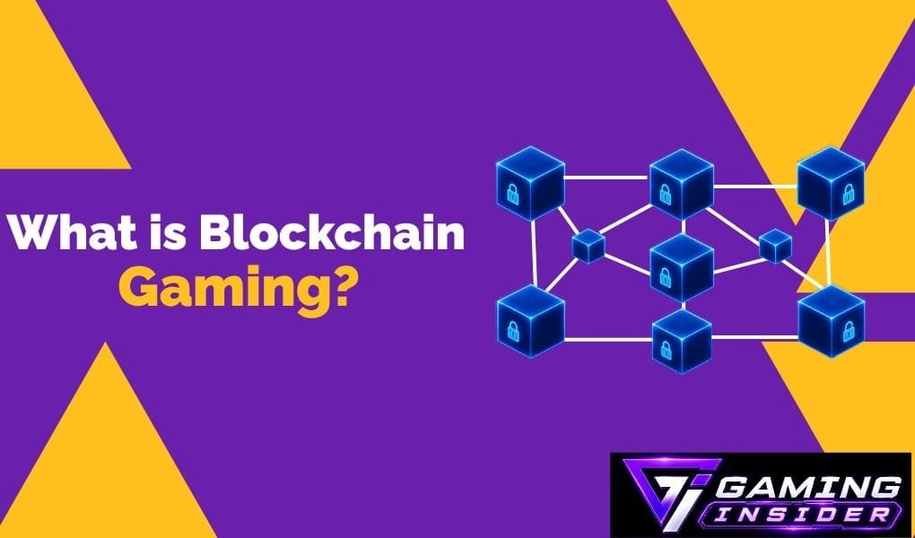 Blockchain gaming network illustrating connected digital blocks and decentralised game assets