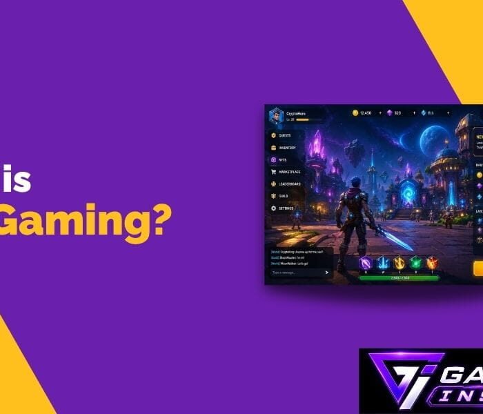 Play-to-earn gaming explained with a P2E game interface and blockchain rewards
